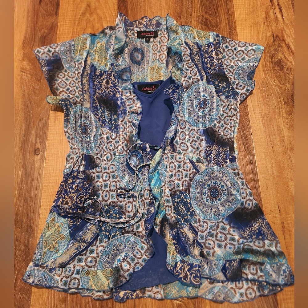 Two Piece Sheer Silky Top - Picture 1 of 4